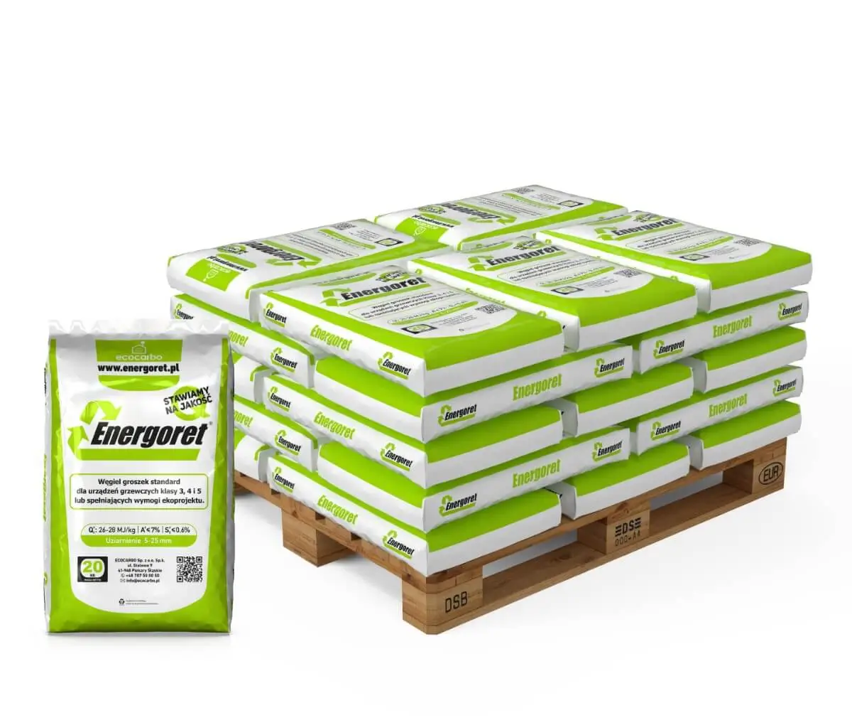 Węgiel Orzech Piekary Wysokokaloryczny 25–80 mm – paleta 1000 kg